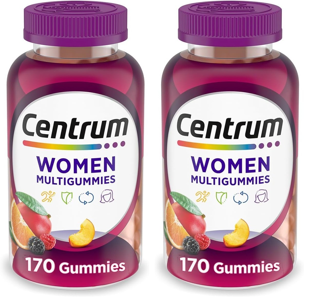 Centrum MultiGummies Gummy Multivitamin for Women, Multivitamin/Multimineral Supplement with Vitamin D3, B and Antioxidants, Assorted Fruit Flavor - 170 Count (Pack of 2)