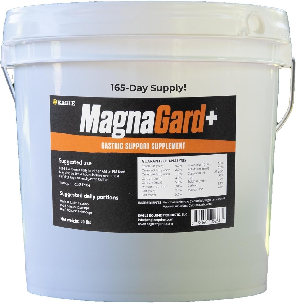 Plus- Gastrict Supports for Mares with Omega 3s QQ Relieves Ulcers, Calming Supplement, 镁和其他重要矿物 QQ粉, 20lb Bucket, 5-Month Supplication 由鹰伊奎恩制作 QQQ