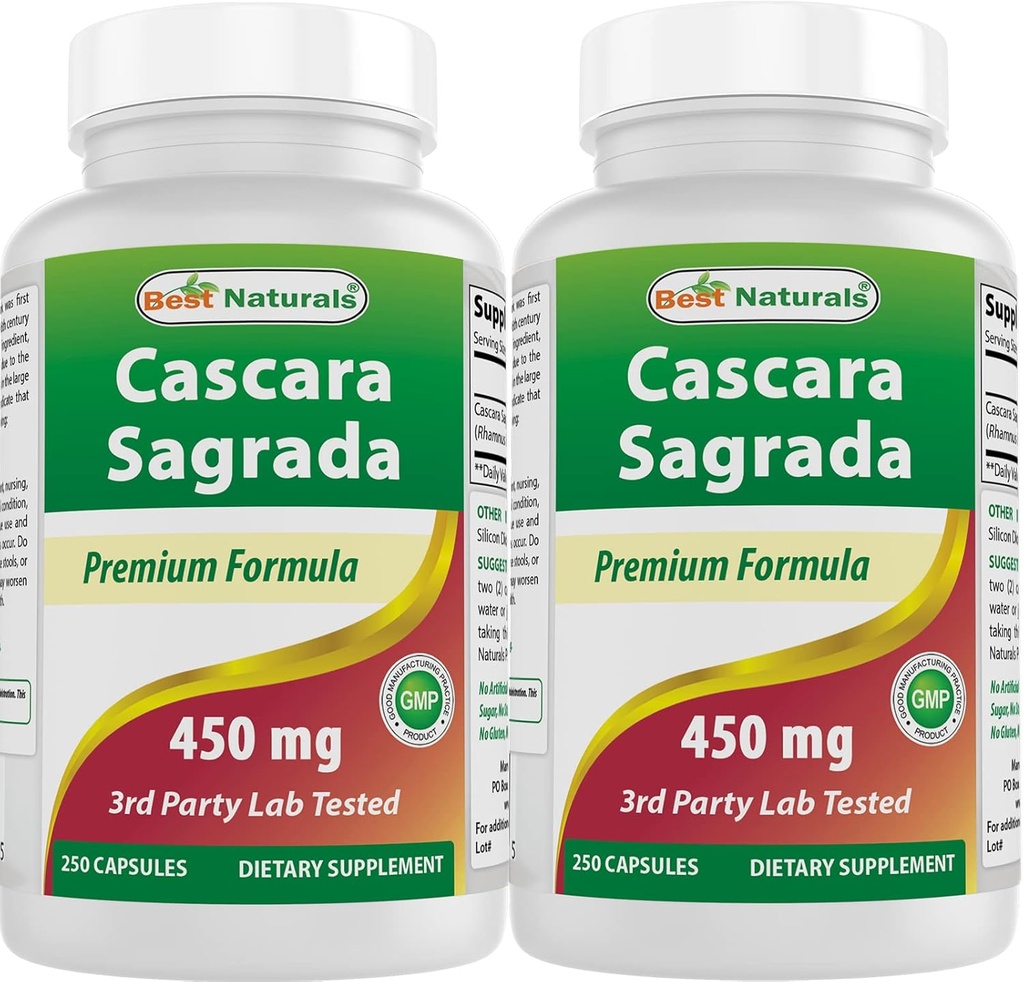Best Naturals Cascara Sagrada 450 mg 250 capsules (250 counts (Pack of 2)) 化学物质: