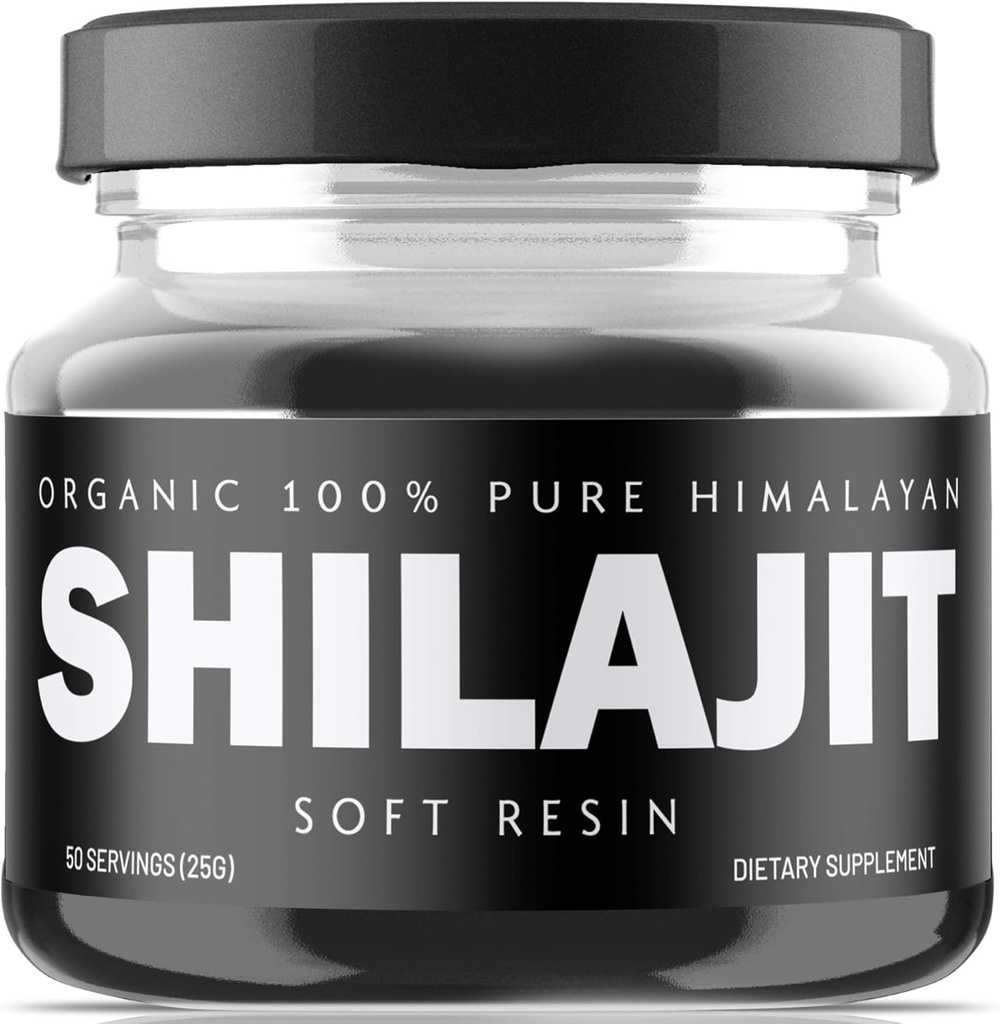 喜马拉雅Shilajit Resin - 来自高海拔的有机Shilajit补充剂 - 500mg 纯天然Resin & Fulvic Acid,85+ Trace Minerals