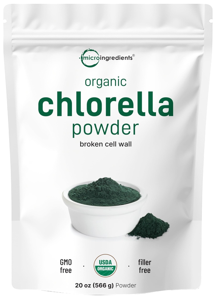 有机氯粉,20 Ounces → 完全吸收的碎细胞墙 → Raw Superfood 补充品,富含蛋白质和维生素 → 非GMO, Vegan, 非辐照