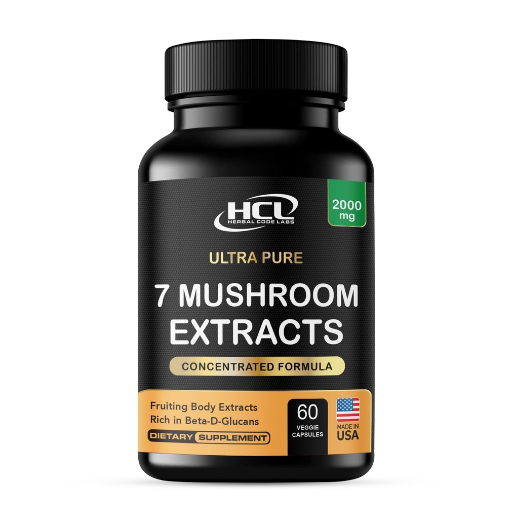 蘑菇补充剂 Lions Mane Cordyceps Chaga Reishi Turkey Tail Maitake Shiitake Capsules - 天然维生素矿物抗氧化剂补充剂 - 美国制造
