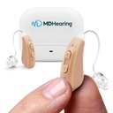 MDHearing Aid Air 听力援助(Pair),OTC可充电,由MDHearing制作的晶体清晰数字音效,适合眼镜,几乎看不见