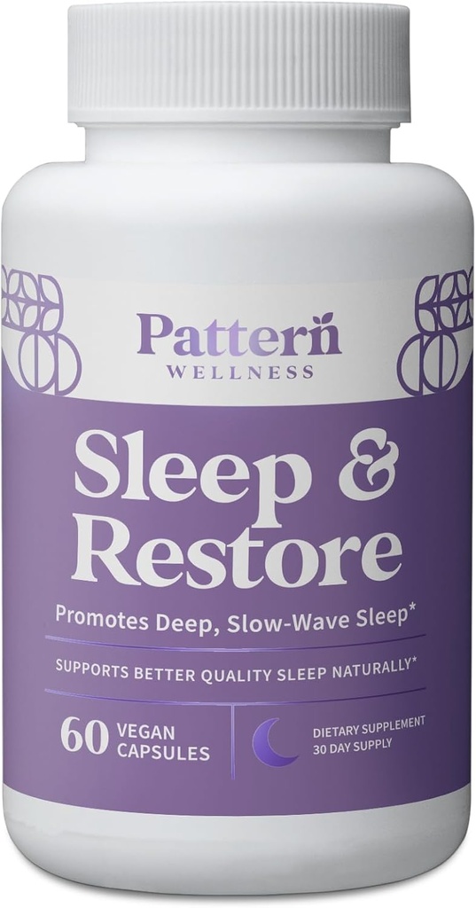 常态健康睡眠+恢复补充 - 促进深,慢行睡眠 - Mood和应激反应支持 - Pure Vegan Health - 60 非GMO Capsules