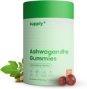 SUPPLY6 KSM-66 Ashwagandha & Vitamin D Gummy - 60 Counter - Mixed Berry, KSM-66, Vegan, Plant Based, Non-GMO, Gluten-Free & Gelatin Free, for a Happier You, pack of 1 (中文(简体) ).