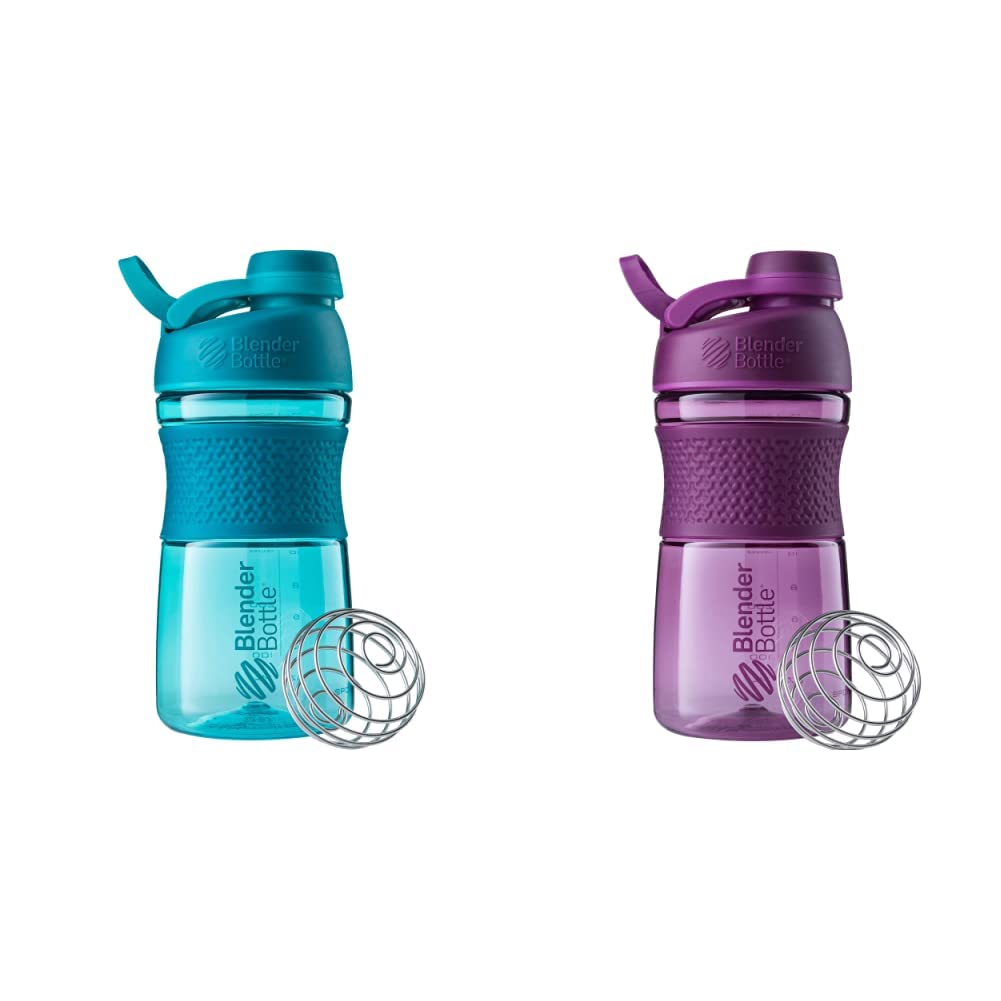 BlenderBottle 20-Ounce 体育混音器摇摆瓶与 BlenderBall Wire Whisk, Plum 和 Teal