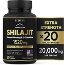 喜马拉雅·希拉吉特补编,60 Capsules, 提取粉末,60%富尔维奇酸,85+ Trace Minerals, 能源与免疫支持希拉吉特 男女,美国制造的抗药剂或药丸的替代品