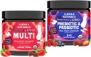 Llama Naturals Kids 多维塔明与Probiotic和Prebiotics Bundle, Vegan, 有机固醇健康和免疫支持Gummys, Real Fruit Gummy Vitamins, 无添加甘蔗, 2瓶, 30天供应