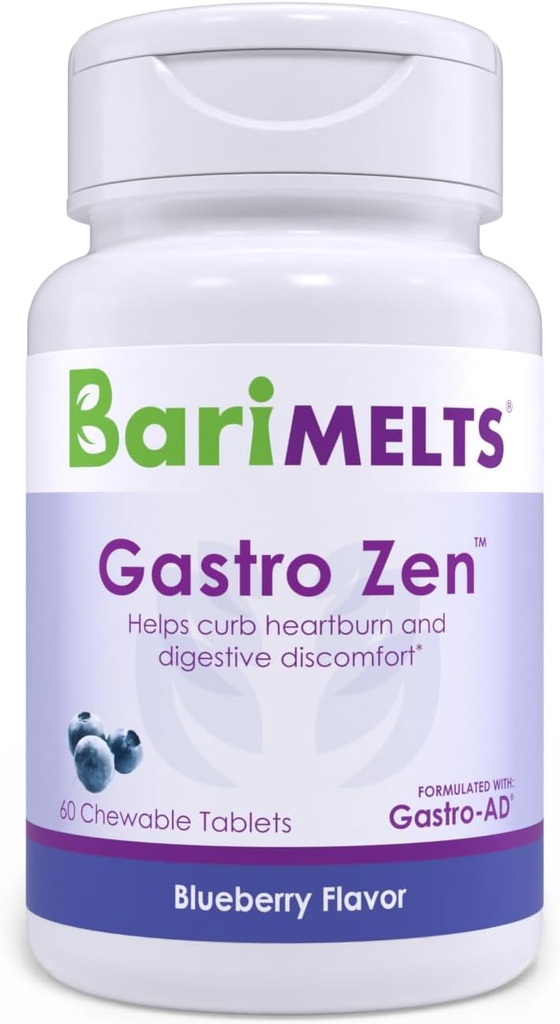 BariMelts Gastro Zen®与Gastro-AD®,60块可切片(1-Month Supplication),心脏灼伤救治和腹腔外科手术后结扎的生素