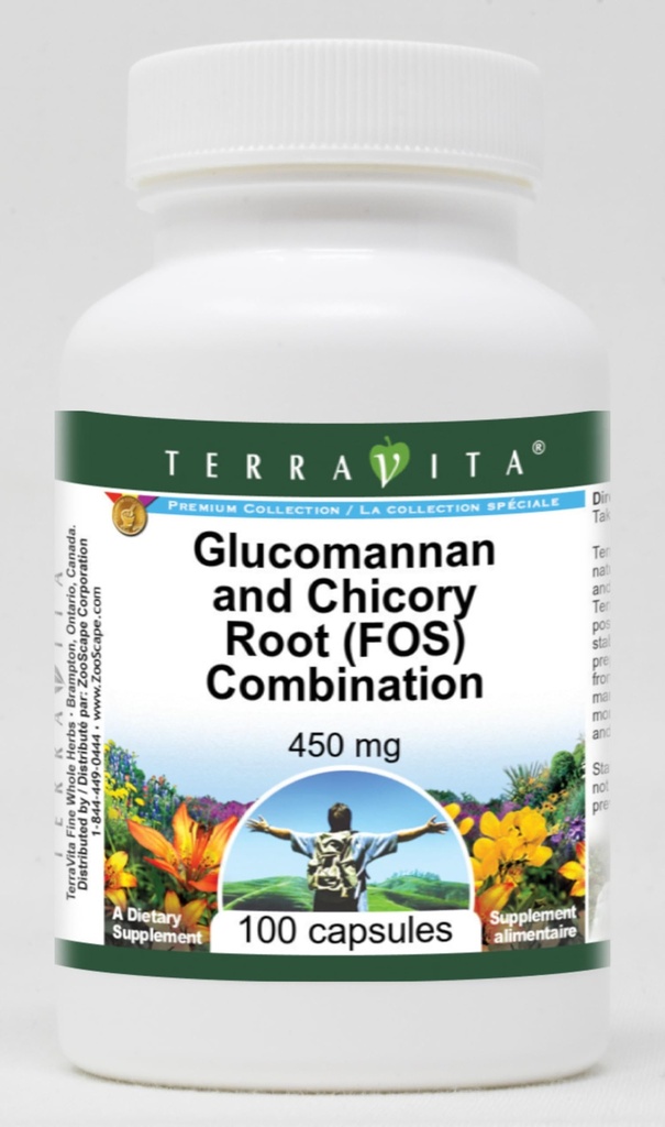 Glucomannan和Chicory Root(FOS) 组合-450 mg(100 Capsules,ZIN:517028)