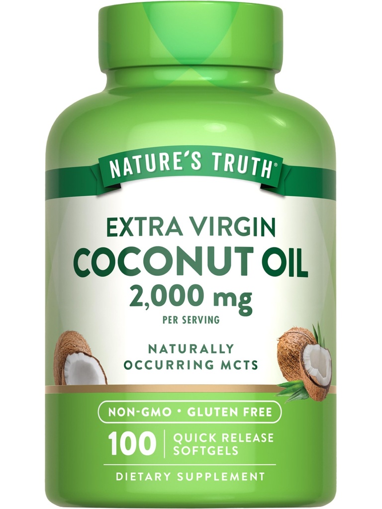 自然界的真椰油补充品 | 100软胶 | 自然发生的MCT | 非GMO & Gluten Free