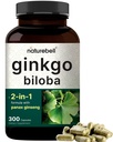 NatureBell Ginkgo Biloba 6,000 mg 与 Panax Ginseng 500 mg Per service \ 300 Capsules – 马克斯强健 Ginko Biloba 提取补充 – 促进记忆、焦点和大脑健康