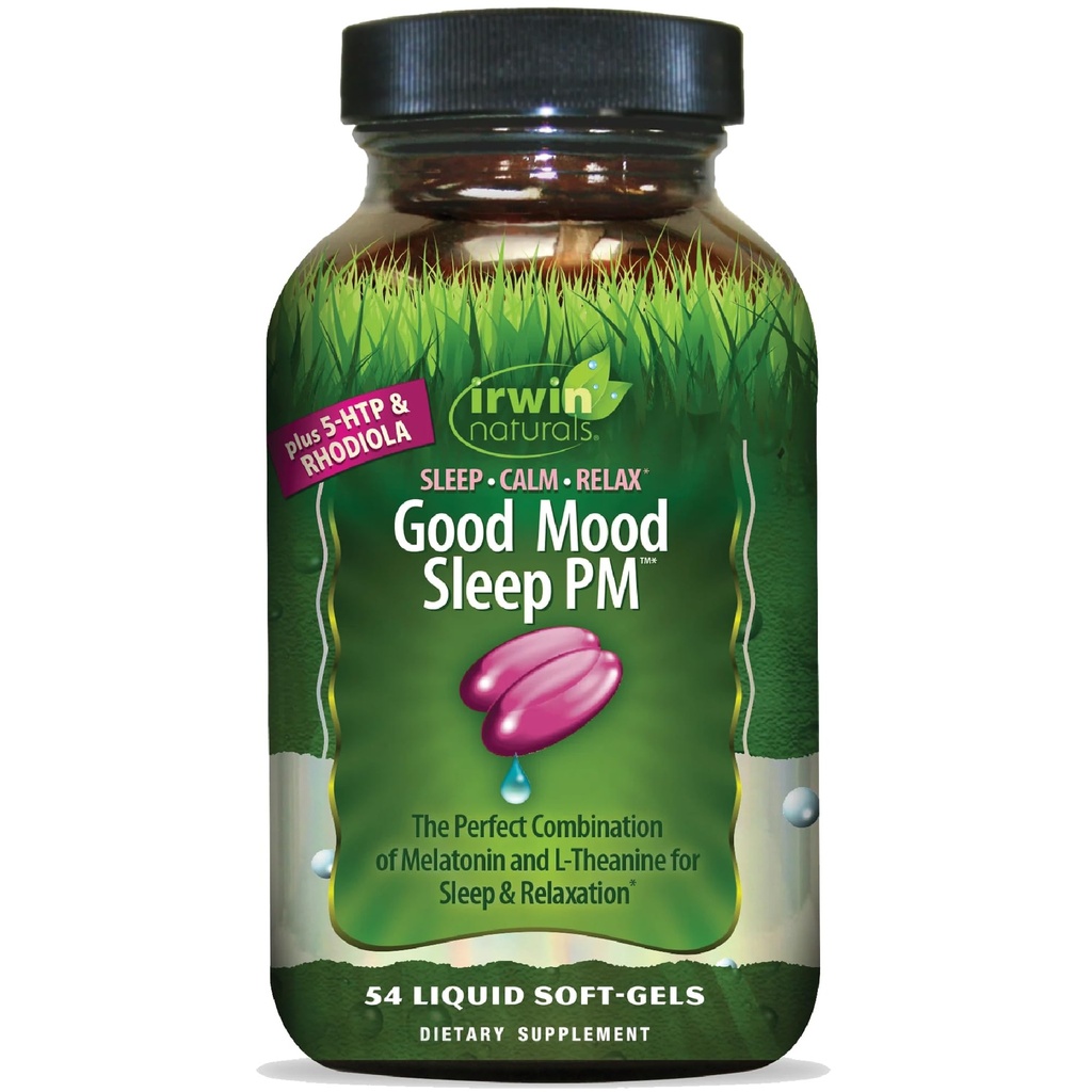 Irwin Naturals Melatonin Plus 5-HTP & Rhodiola – 54 Liquid Soft-Gels – Calm, Relaxation & Sleep Support