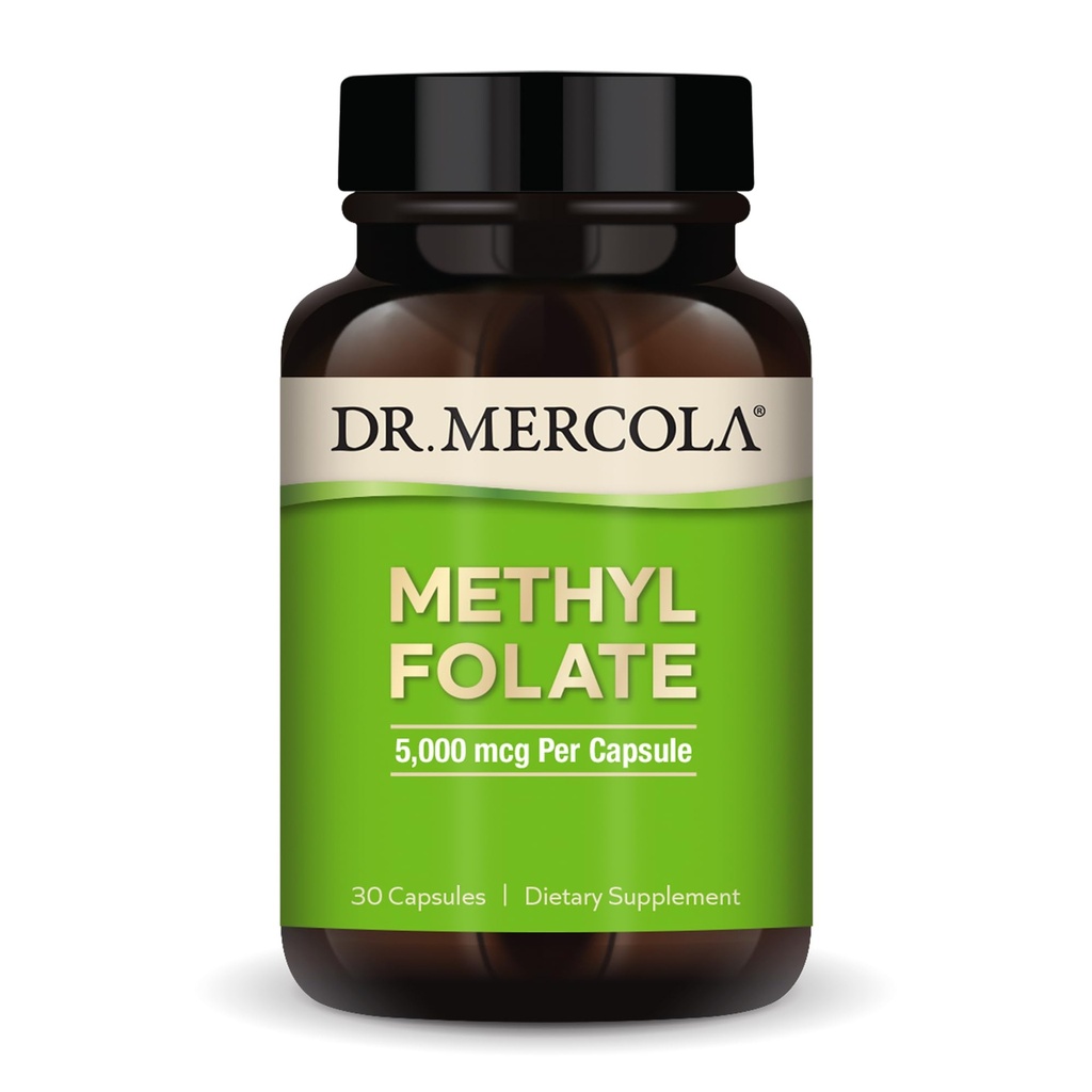 Mercola Methyl Folate博士 - 支持解毒和细胞健康 - 5-MTHF Folate - 生物可用公式 - 5 mg - 30 Capsules