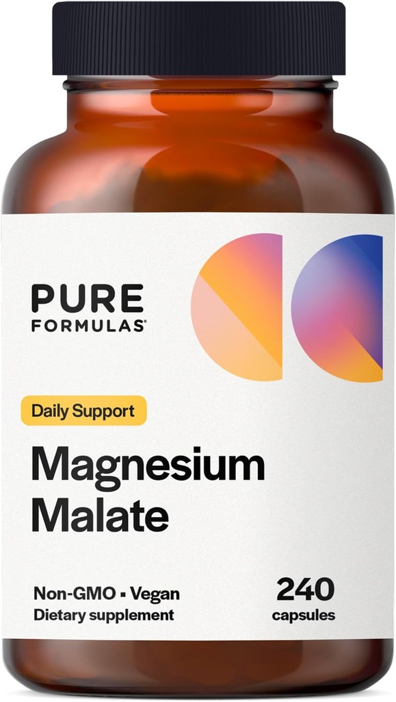 纯FORMULAS Magnesium Malate Capsules - Chelated Magnesium as Di-Magnesium Malate - 支持能源、骨质健康+肌肉恢复的高度生物可用形式 360 mg - 240 mg-240 Capsules