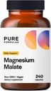 纯FORMULAS Magnesium Malate Capsules - Chelated Magnesium as Di-Magnesium Malate - 支持能源、骨质健康+肌肉恢复的高度生物可用形式 360 mg - 240 mg-240 Capsules