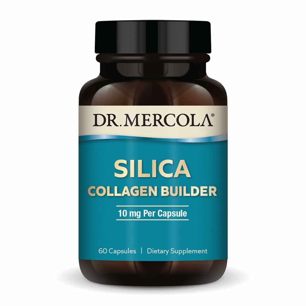 Mercola Silica Collagen博士 -- -- 支持皮肤、毛发、钉子和骨骼保健的植物型硅补充剂 -- -- 非GMO、无糖和无豆 -- -- 60个卡普尔(60个服务)