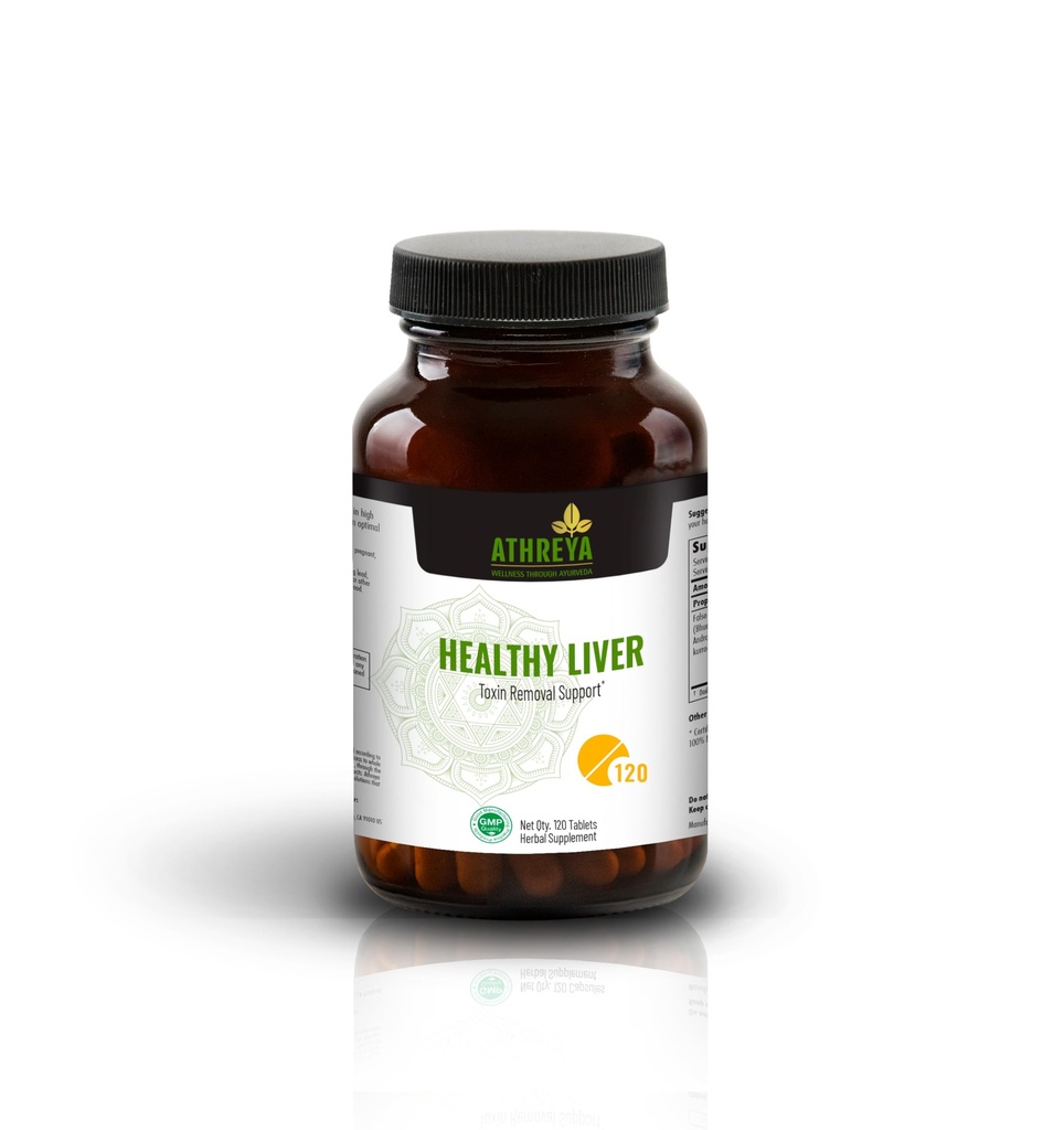 Athreya Herbs 健康肝脏片 120片 Ayurvedic Herbal Blend 支持毒素清除 + 支持肝脏护理 + 维护肝脏-Immune + Vegan,非GMO + 30天供应