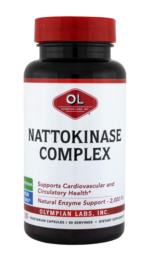奥林匹亚实验室 Nattokinase 结合葡萄种子提取草药补充剂 高级心脏健康支持 - 30 Daily Capsules