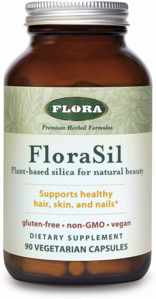 FloraSil 90 Veg Capsules - Silica 配有马尾萃取剂,用于健康头发、皮肤和钉子 * - 支持凝胶形成