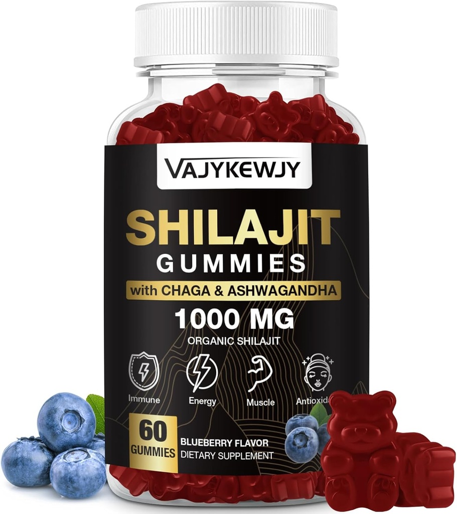 1 000 MG Shilajit Gummys,有机Shilajit Gummys 具有85+痕量矿物,富尔维奇酸,Shilajit 供男女使用,Shilajit Resin,Shilajit 喜马拉雅能源有机体,大脑,豁免,60个计数