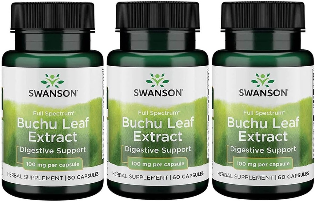 Swanson Buchu Leaf - 4:1 摘录 - 草药补充剂 - (60 Capsules,每包100毫克) 3 Pack