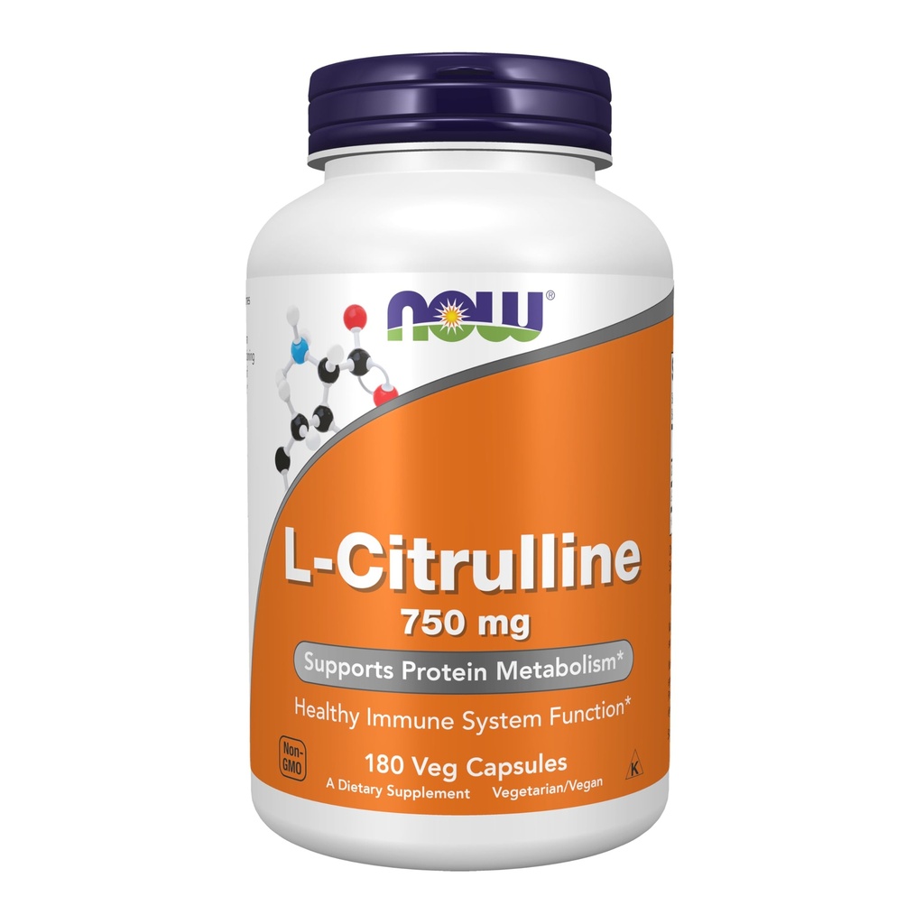 现在食品补充剂,L-Citrulline 750 mg,支持蛋白质代谢物*,氨基酸,180 Veg Capsules