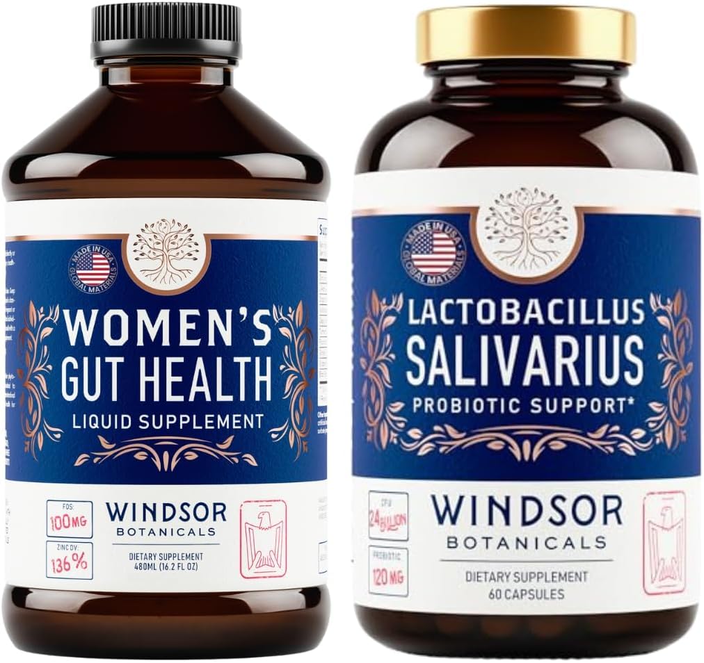 WINDSOR BOTANICALS 人工呼吸杆菌(英语:Lactobacillus Salivarius Probiotic)和IBS Gut 健康补充剂 - 口服和口服支持包