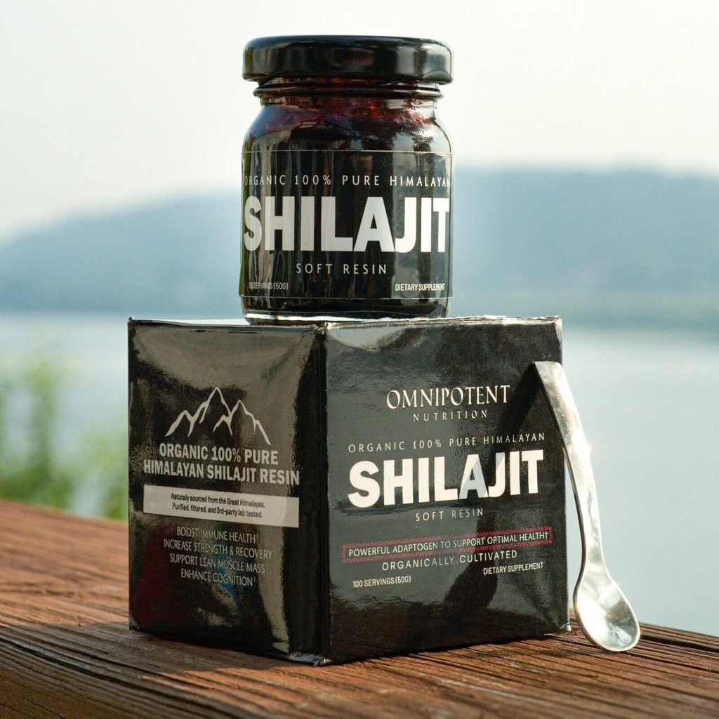 喜马拉雅Shilajit Resin - 来自高海拔的有机Shilajit补充剂 - 500mg 纯天然Resin & Fulvic酸,85+ Trace Minerals (50g (100 service) + Spoon)