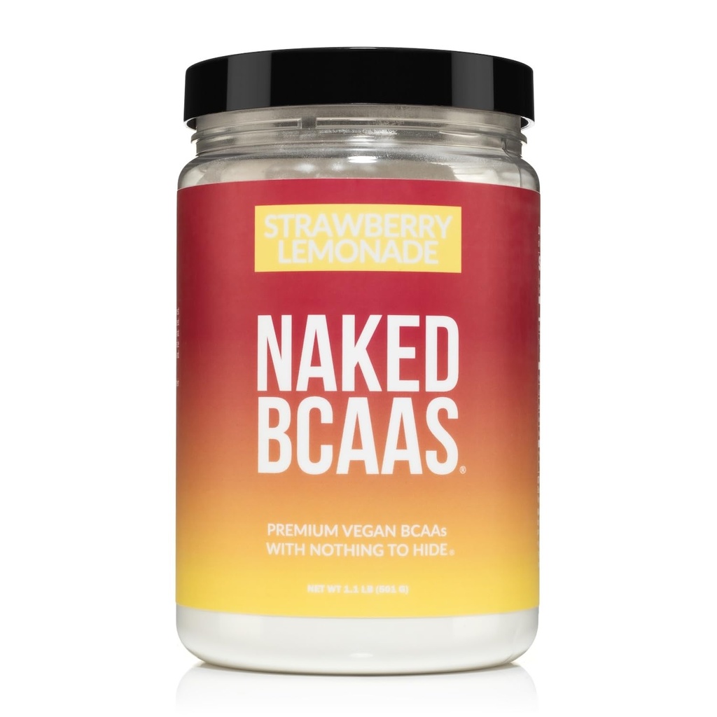NAKED 草莓柠檬汁 CAAs 氨基酸粉,100%纯度 2:1:1 配方,Vegan分支链 氨基酸,即时化 所有天然的 BCAA 粉末补充剂 - 501格拉姆,34个服务品
