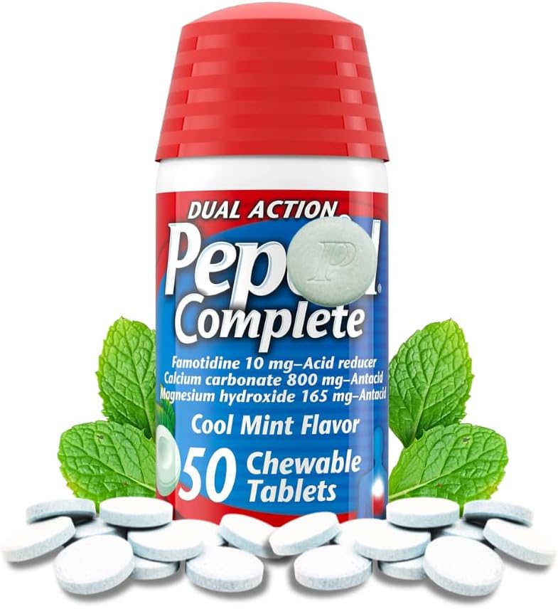完成可切除酸剂 -- -- 心脏烧伤酶、可切除酸剂、心肠烧伤菜,2 Pack 50 Ct Antacid Tables Chewable on the Go Pill Case(Mint 100ct)