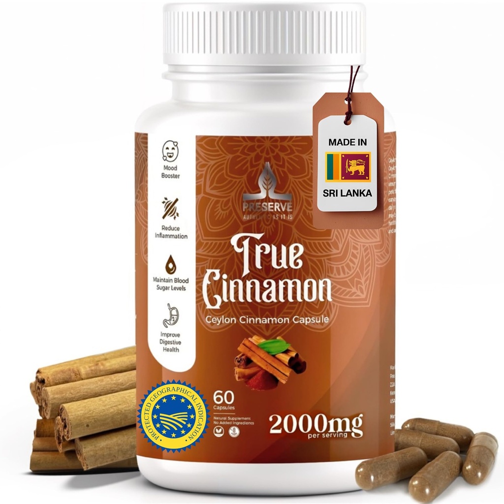 纯锡兰桂冠,2000mg, 两个月增产的斯里兰卡国产 , Non-GMO, Gluten-Free, True Cinnamomum from Sriland, 100%纯锡桂(NOT Mix with Cassia).