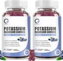 2 Pack Potassium Magnesium Gummys with Potassium Ctriate 200 mg, Mgnesium Glycinate 320 mg Plus Calcium, Zinc, Vitamin - Potassium supposes for Leg Cramps, Heart, Muscles 健康支持