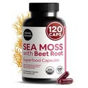 大西洋自然海 带甜菜根盖的蚊子 - Premium Quality Multivitamin 补充品 - 海 蚊 超食品 支持免疫健康,血液流动,联合健康和运动性能 - 120厘米