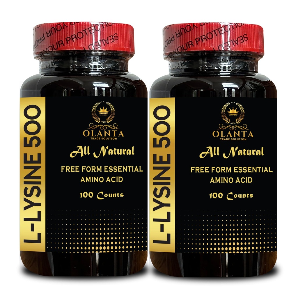 莱丝琳 500-L-Lysine 500mg,用于健康免疫功能,支持Collagen合成,无豆,无胶,非GMO,赖氨酸补充剂支持健康唇和口腔组织 - 2瓶200个计数