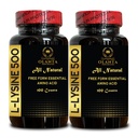 莱丝琳 500-L-Lysine 500mg,用于健康免疫功能,支持Collagen合成,无豆,无胶,非GMO,赖氨酸补充剂支持健康唇和口腔组织 - 2瓶200个计数