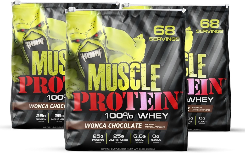 COLOSSAL LABS 肌肉WHEY 蛋白质裂片蛋白粉,2.5万毫克氨基酸/服务,冷过滤(包装 May Vary) (15英镑(包 3),巧克力)