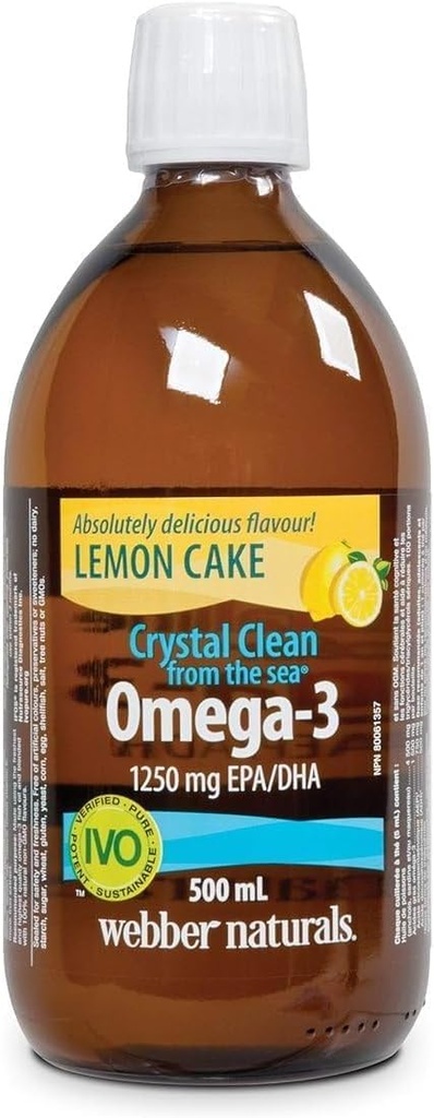 Webber Naturals Ocean Prure Omega-3 液体鱼油-柠檬蛋糕500毫升