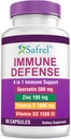 Safrel 强力免疫支持, Quercetin 500 mg, Zinc Piclinate 100 mg, VitamatiC 1000 mg, Vitamin D3 1000 IU, 60 Capsules, 1个月供应 QQ Vegan