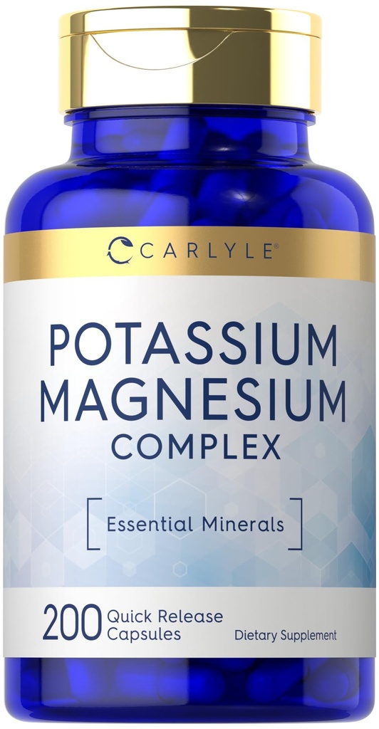 Carlyle Potassium Magnesium Supplement QQ200 Counter \ Non-GMO & Gluten Free Complex (无胶合金)