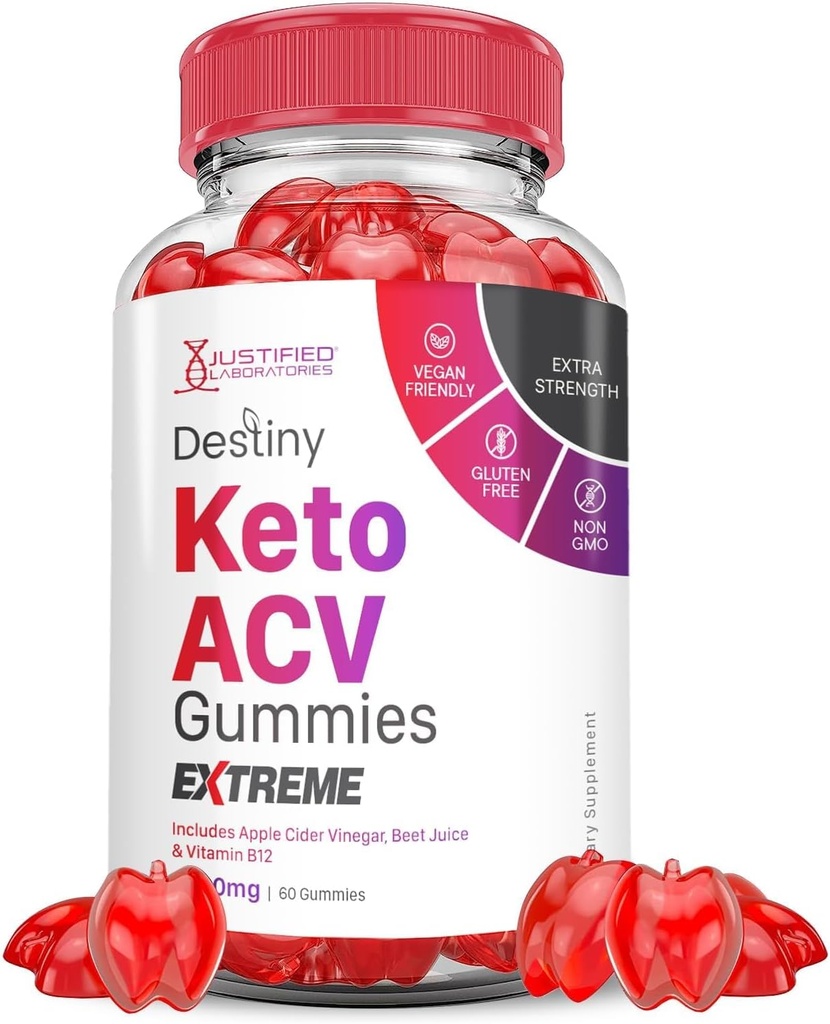 Destiny Keto ACV Gummys Extreme 2000MG Destiny Keto Gummys 高级公式 苹果苹果苹果 苹果 苹果 醋 配有石榴甜菜 果汁 粉 B12 Vegan 非 GMO 60 Gummys
