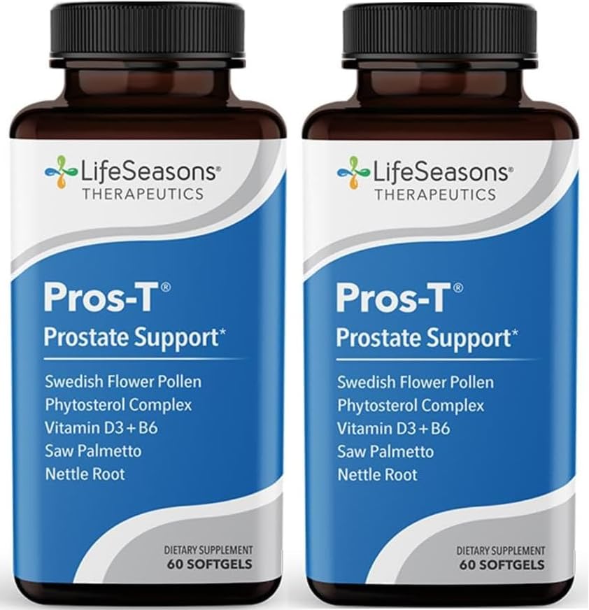 Pros-T - 前列腺支持补充 - Saw Palmetto, Phytosterol, Zinc, Nettle,维生素D-3 & B6 - 促进健康前列腺功能和正常尿液流动 - 改进组织 - 60 Softgels (Pack of 2)