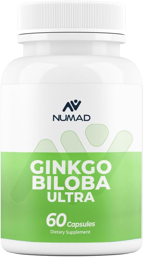 NUMAD Ginseng (600mg) + Ginkgo Biloba (120mg) 60 Capsules Extra strong Nootrophics Brain 辅助记忆和焦点