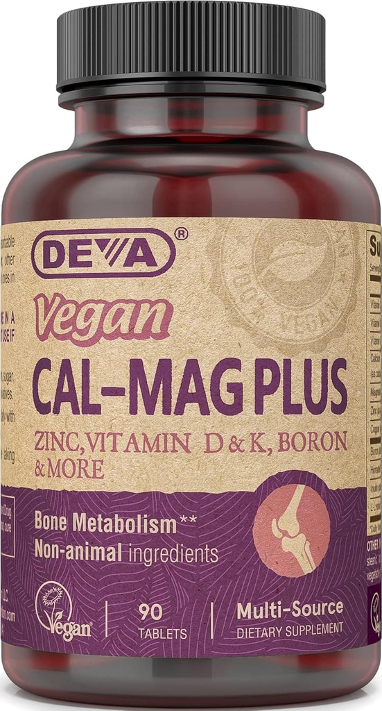 DEVA Vegan 镁钙补充剂,加锌,维生素C,D&K,Boron,90片