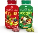 Fruits and Veggies Supplements, 90 Fruit Capsules and 90 Veggies Capsules, Whole Food Supplement with Fruits and Vegetables for Women, Men and Kids| Set of 1