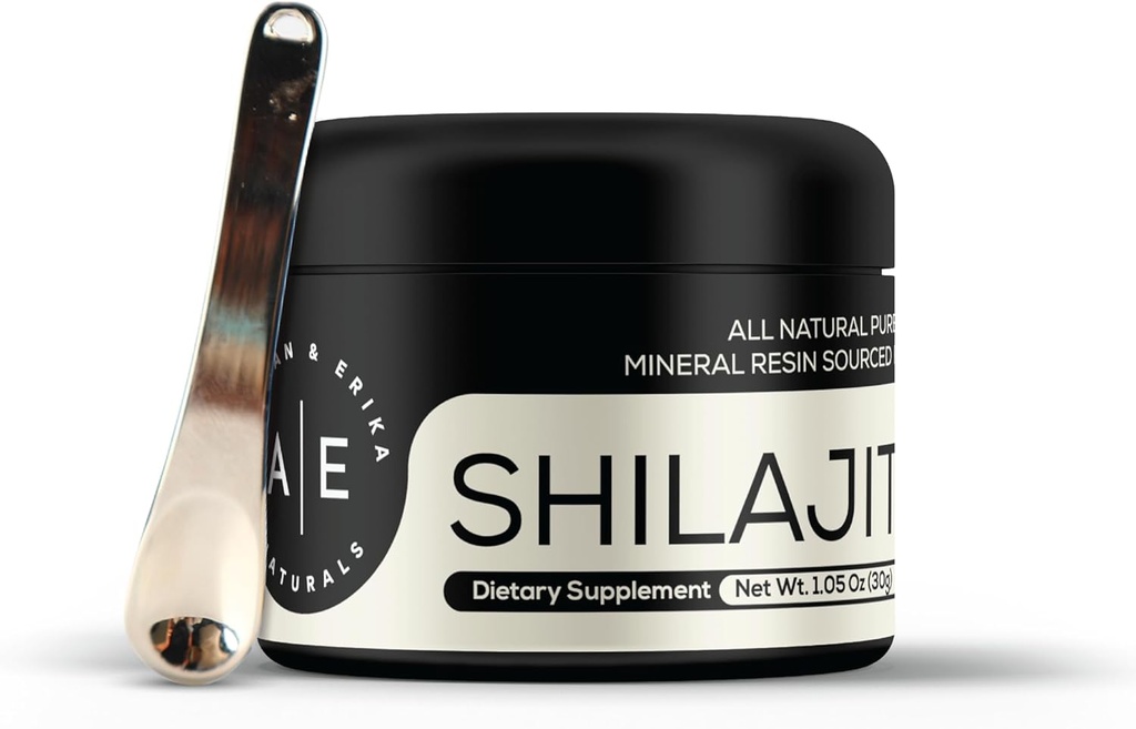 Altman & Erika A&E Naturals Shilajit Resin Premium 喜马拉雅有机Resin 富尔维奇酸 & 85+ Trace Minerals 纯A级 男、女 50 服务 | W/无污钢勺