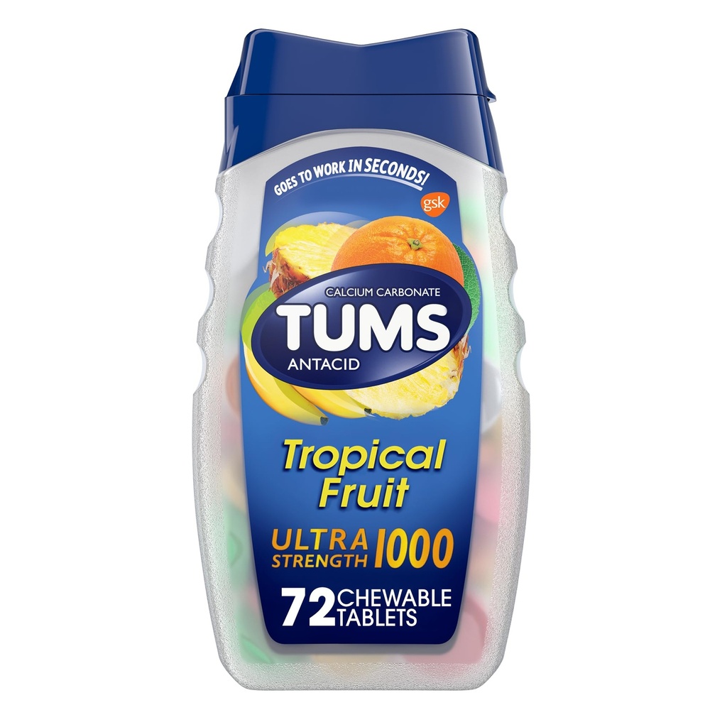 Tums Ultra 1000 最大强度热带水果 -- -- 72块可切食的药片