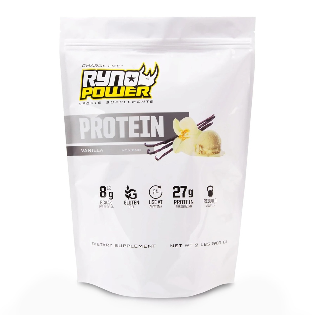 Ryno Power All Natural Whey 蛋白2lb(20 services) “ Vanilla” - 100% Whey 蛋白混合剂和无填充剂 - 非 GMO