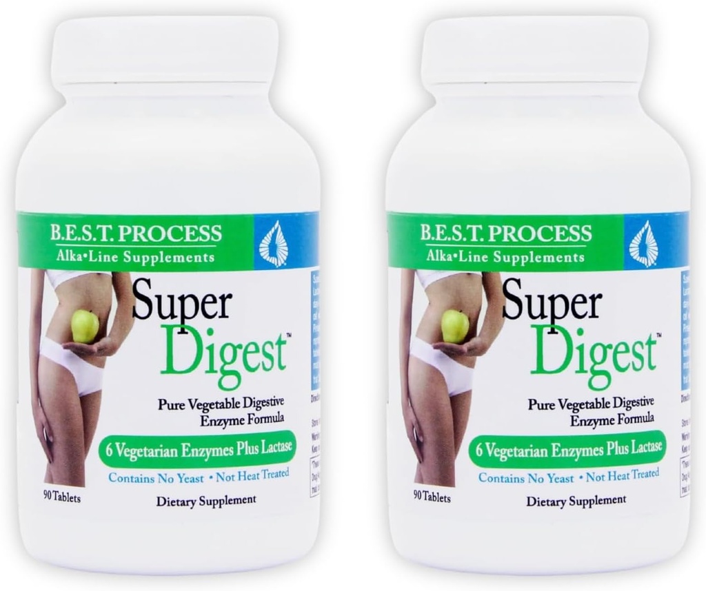SuperDigest (2 Pack) 最佳过程 Alkaline – 多酶消化支持 – 与 Alfalfa, Papain & Bromelain ( Vegetarian 友好) 的消化酶