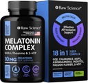 Melatonin 10 mg 睡眠补充剂 - L Theanine, GABA calm, L-Tryptophan - 成人深眠补充剂 Ashwagandha, Passion Flower, Lemon Balm, Chamomile, 镁睡眠支持 - 60 Capsules